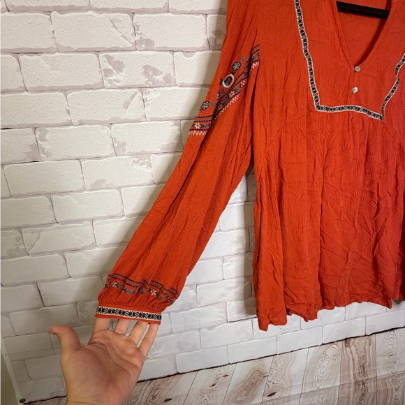 Suzanne Betro Rust‎ Embroidered Blouse - Picture 3 of 8